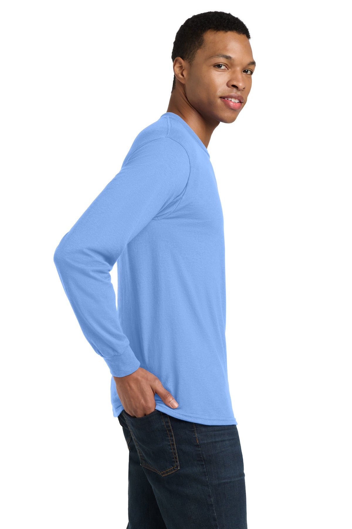 Gildan - DryBlend 50 Cotton/50 Poly Long Sleeve T-Shirt. 8400 - Carolina Blue - side