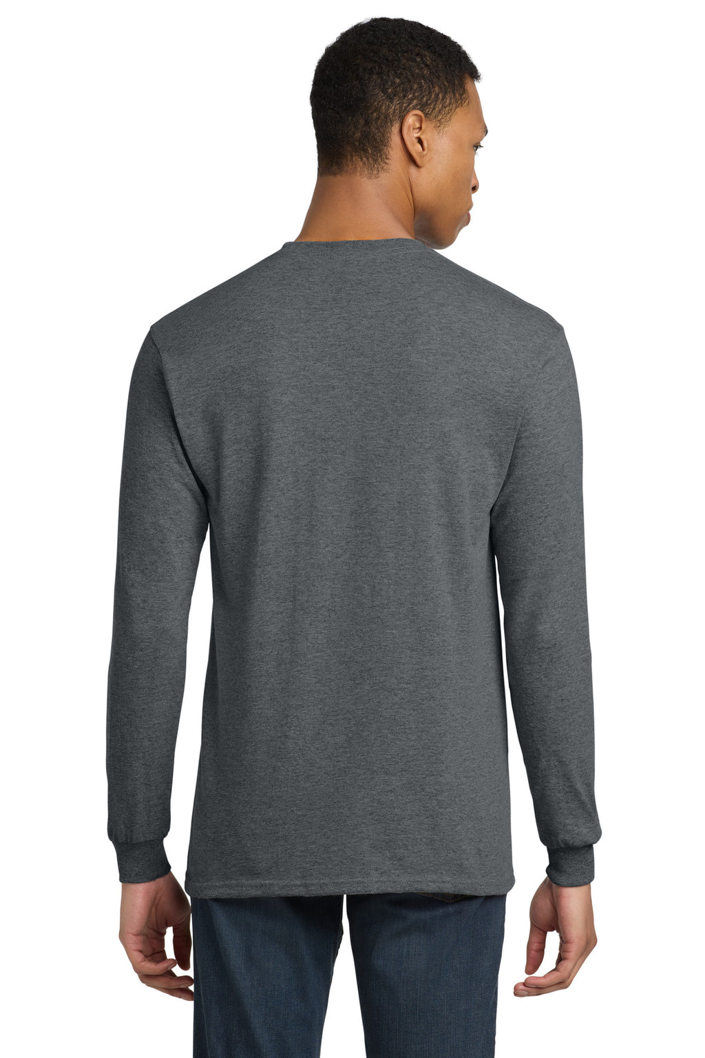 Gildan - DryBlend 50 Cotton/50 Poly Long Sleeve T-Shirt. 8400 - Dark Heather - back