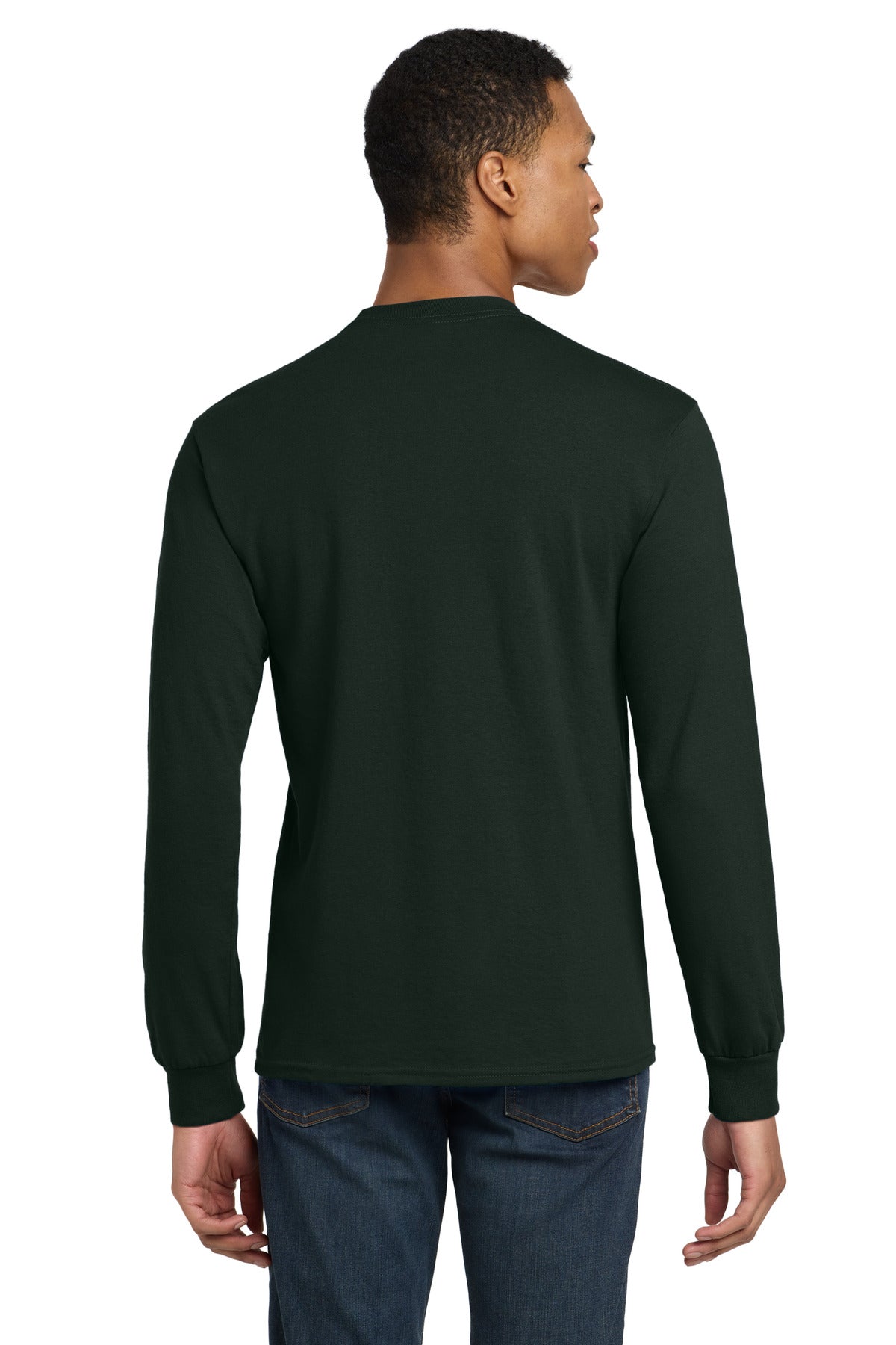 Gildan - DryBlend 50 Cotton/50 Poly Long Sleeve T-Shirt. 8400 - Forest Green - back