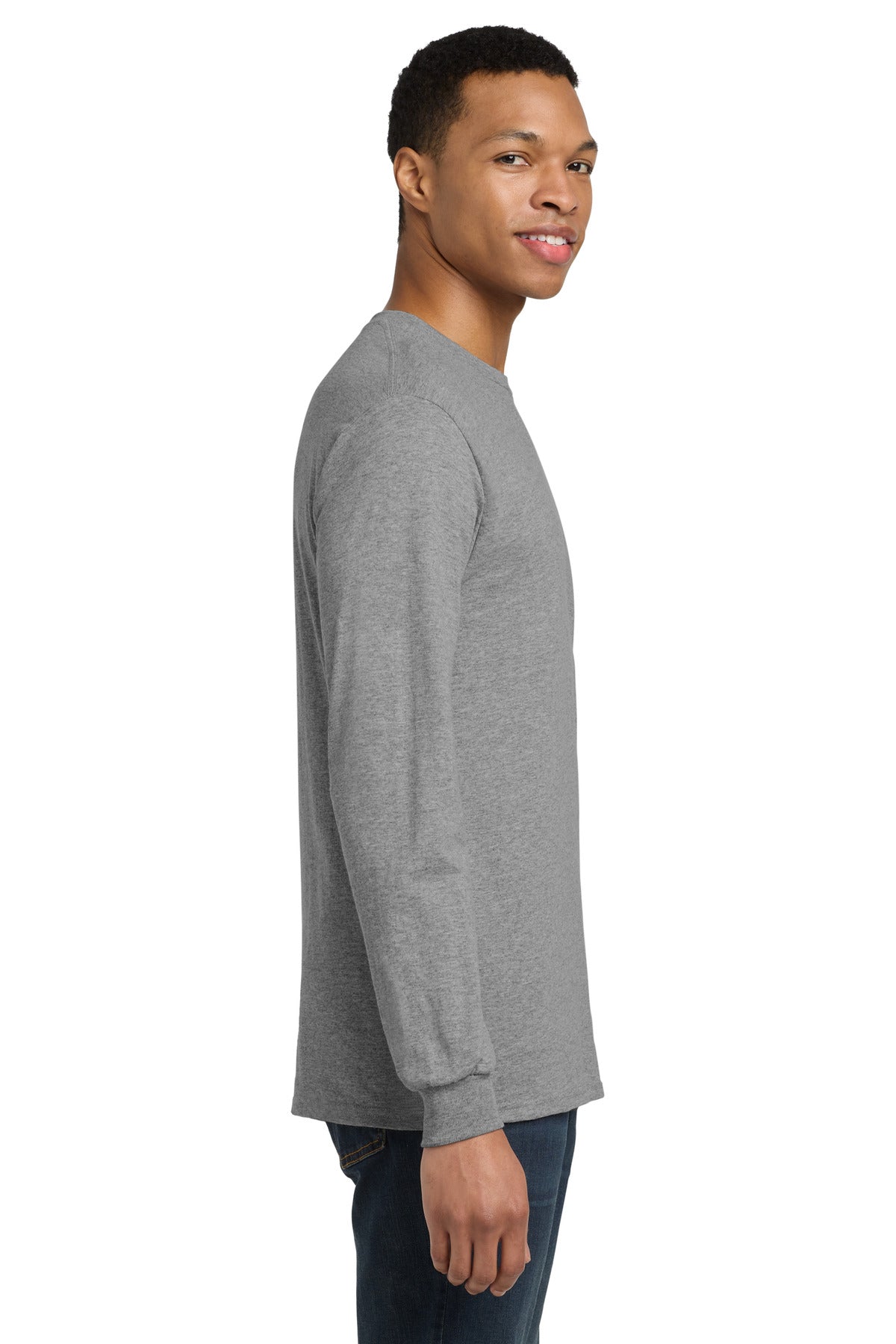 Gildan - DryBlend 50 Cotton/50 Poly Long Sleeve T-Shirt. 8400 - Graphite Heather - side