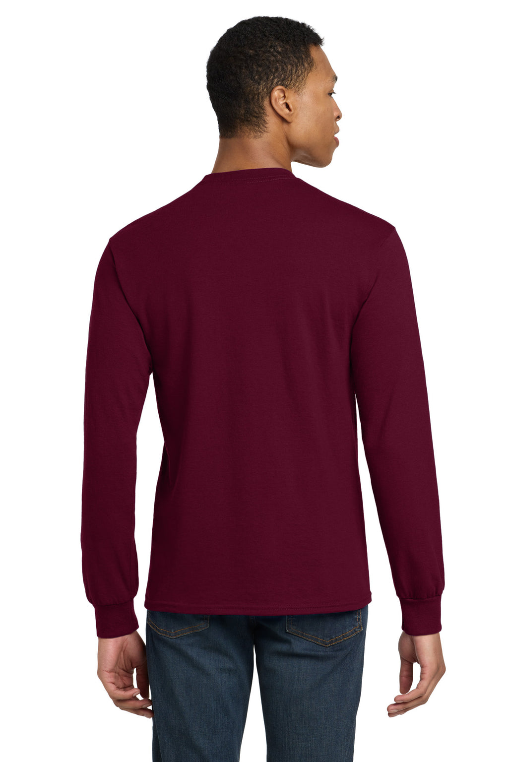Gildan - DryBlend 50 Cotton/50 Poly Long Sleeve T-Shirt. 8400 - Maroon - back