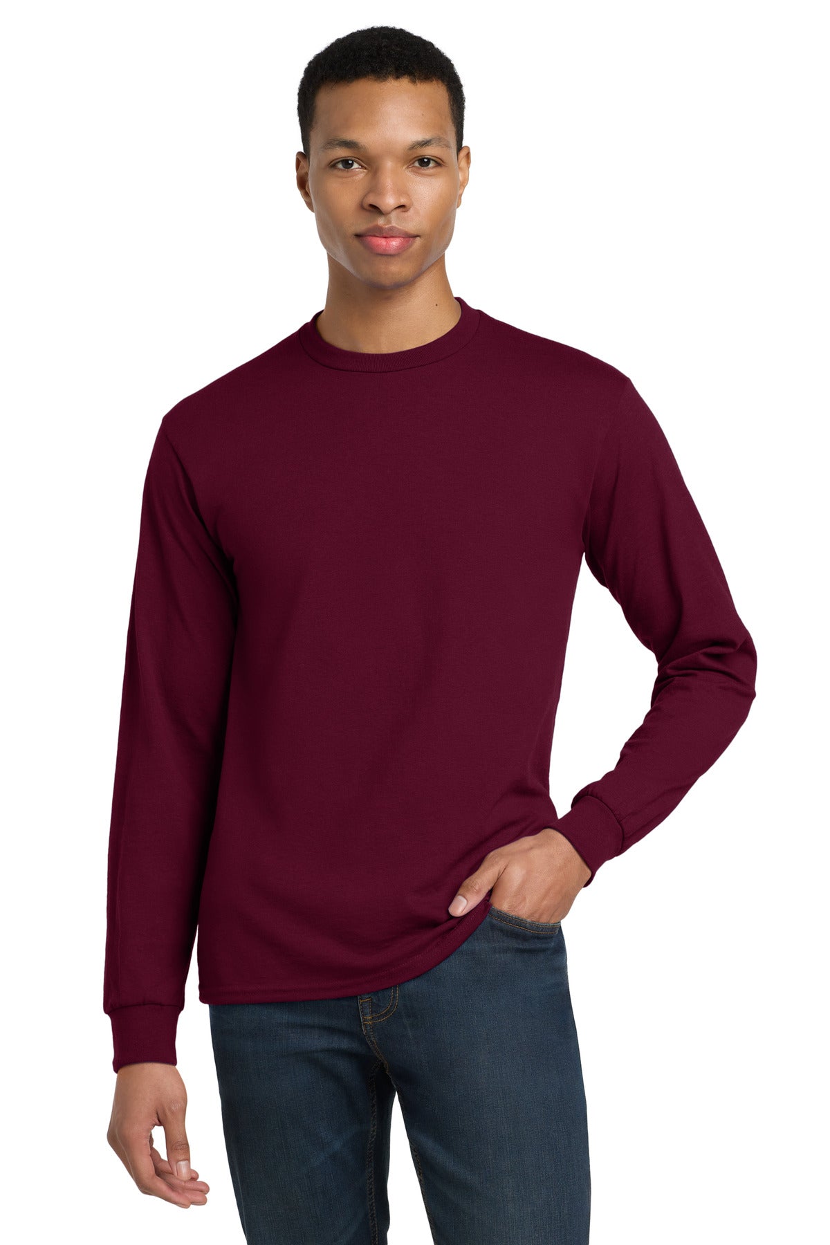 Gildan - DryBlend 50 Cotton/50 Poly Long Sleeve T-Shirt. 8400 - Maroon - front