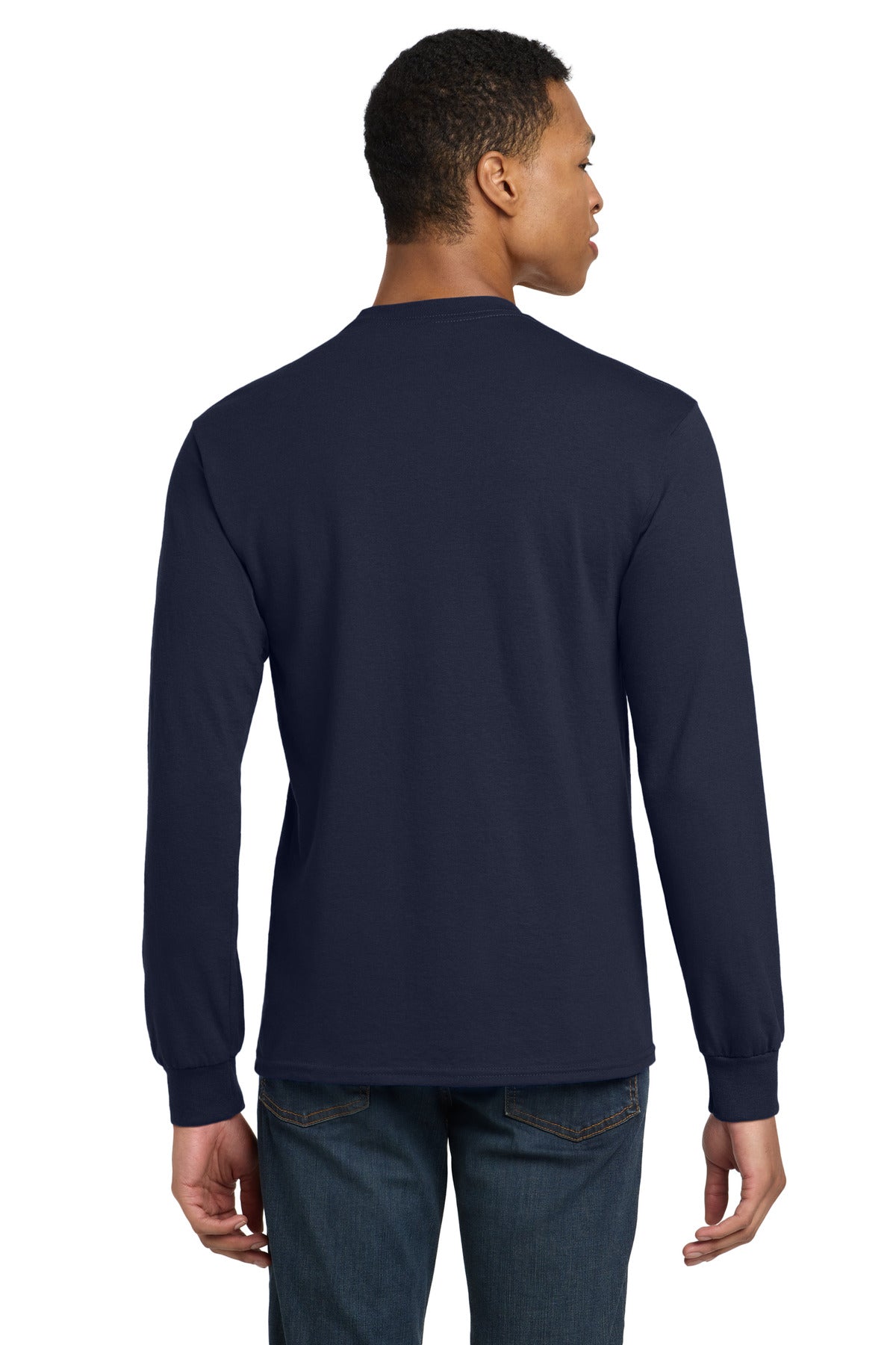 Gildan - DryBlend 50 Cotton/50 Poly Long Sleeve T-Shirt. 8400 - Navy - back