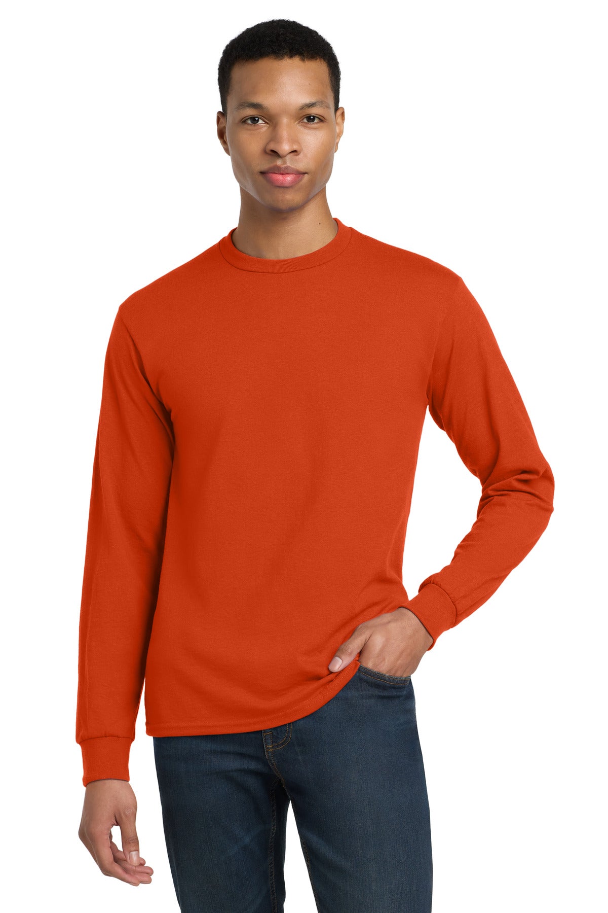 Gildan - DryBlend 50 Cotton/50 Poly Long Sleeve T-Shirt. 8400 - Orange - front