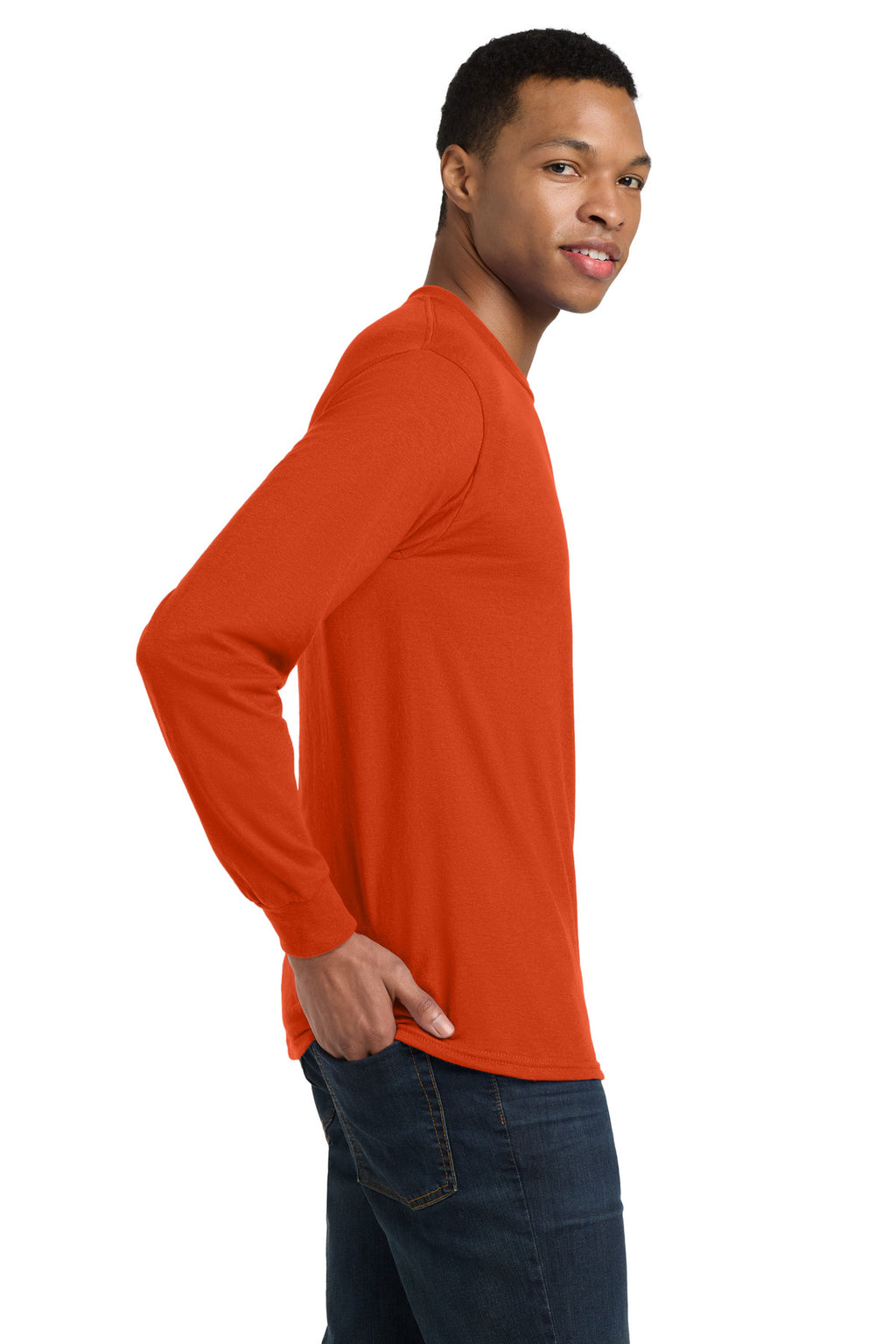 Gildan - DryBlend 50 Cotton/50 Poly Long Sleeve T-Shirt. 8400 - Orange - side