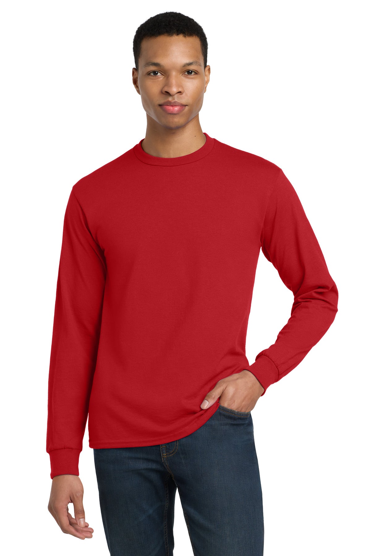 Gildan - DryBlend 50 Cotton/50 Poly Long Sleeve T-Shirt. 8400 - Red - front