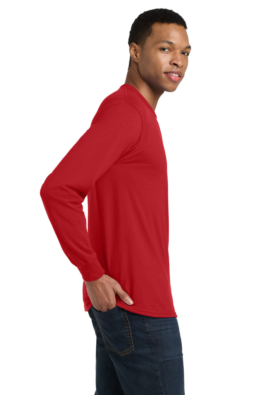 Gildan - DryBlend 50 Cotton/50 Poly Long Sleeve T-Shirt. 8400 - Red - side