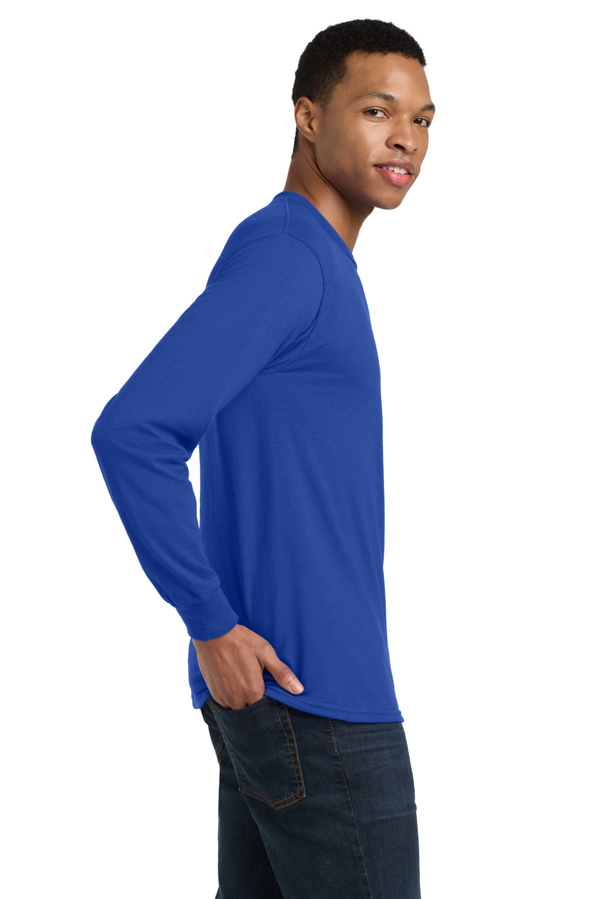 Gildan - DryBlend 50 Cotton/50 Poly Long Sleeve T-Shirt. 8400 - Royal - side