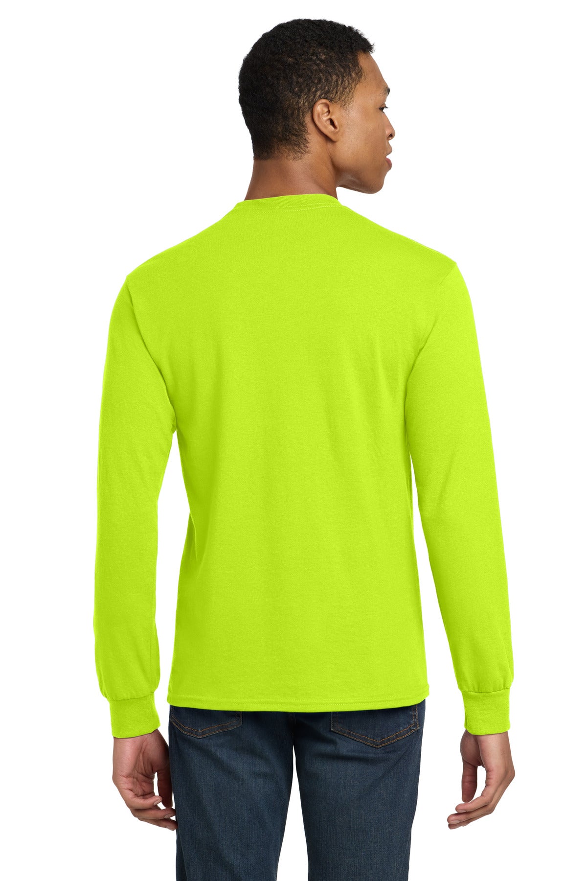 Gildan - DryBlend 50 Cotton/50 Poly Long Sleeve T-Shirt. 8400 - Safety Green - back