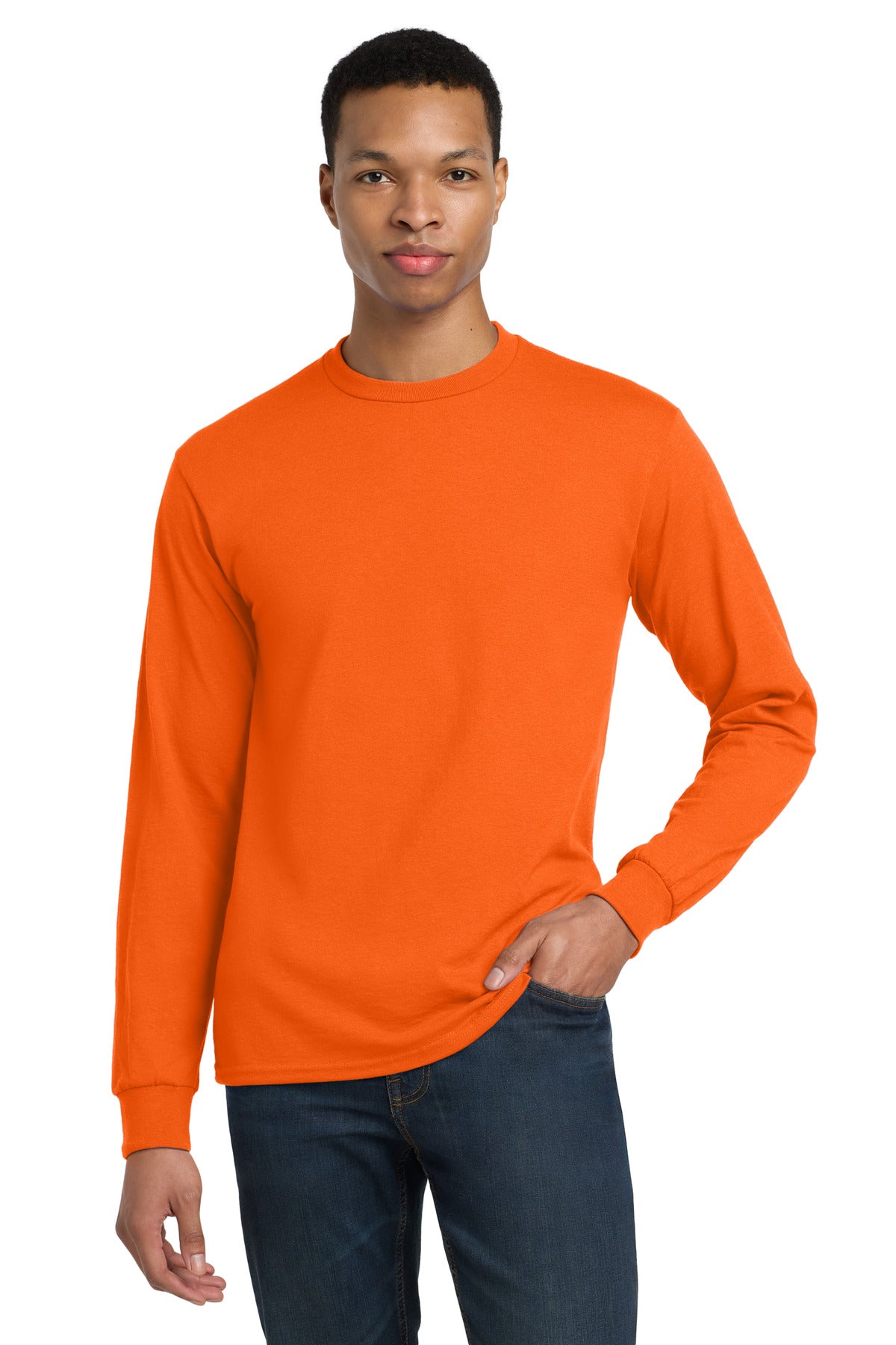 Gildan - DryBlend 50 Cotton/50 Poly Long Sleeve T-Shirt. 8400 - S. Orange - front