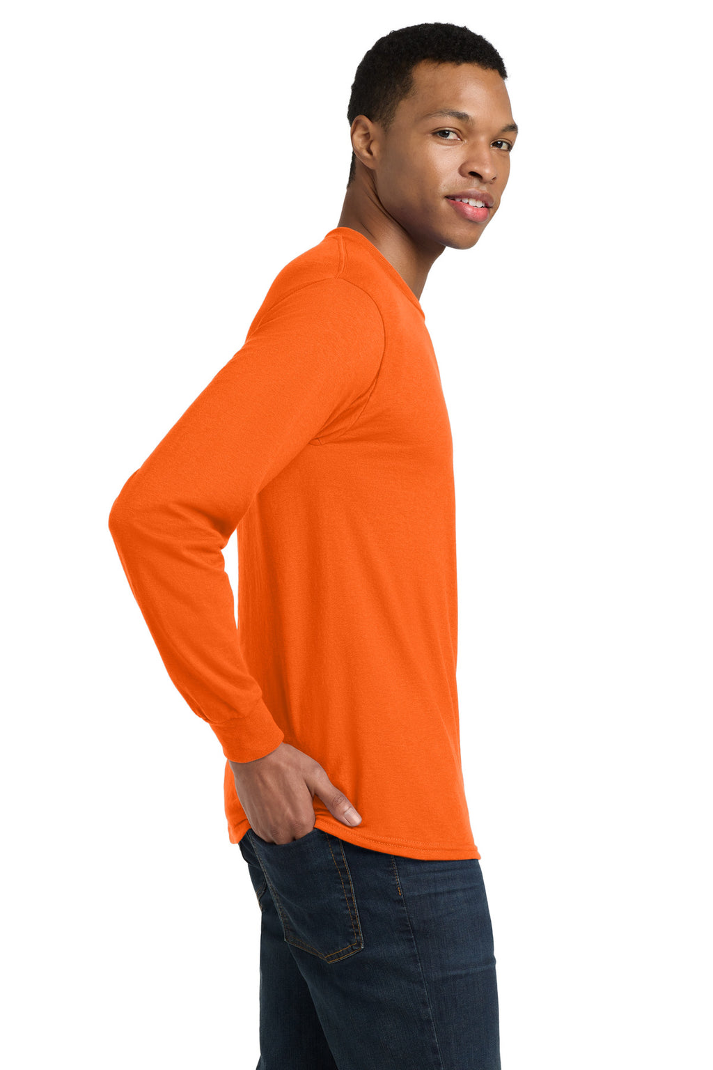 Gildan - DryBlend 50 Cotton/50 Poly Long Sleeve T-Shirt. 8400 - S. Orange - side