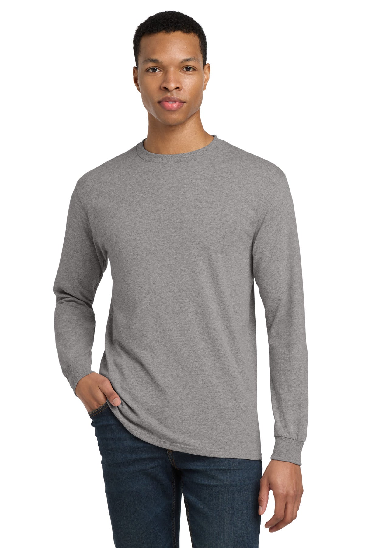 Gildan - DryBlend 50 Cotton/50 Poly Long Sleeve T-Shirt. 8400 - Sport Grey - front