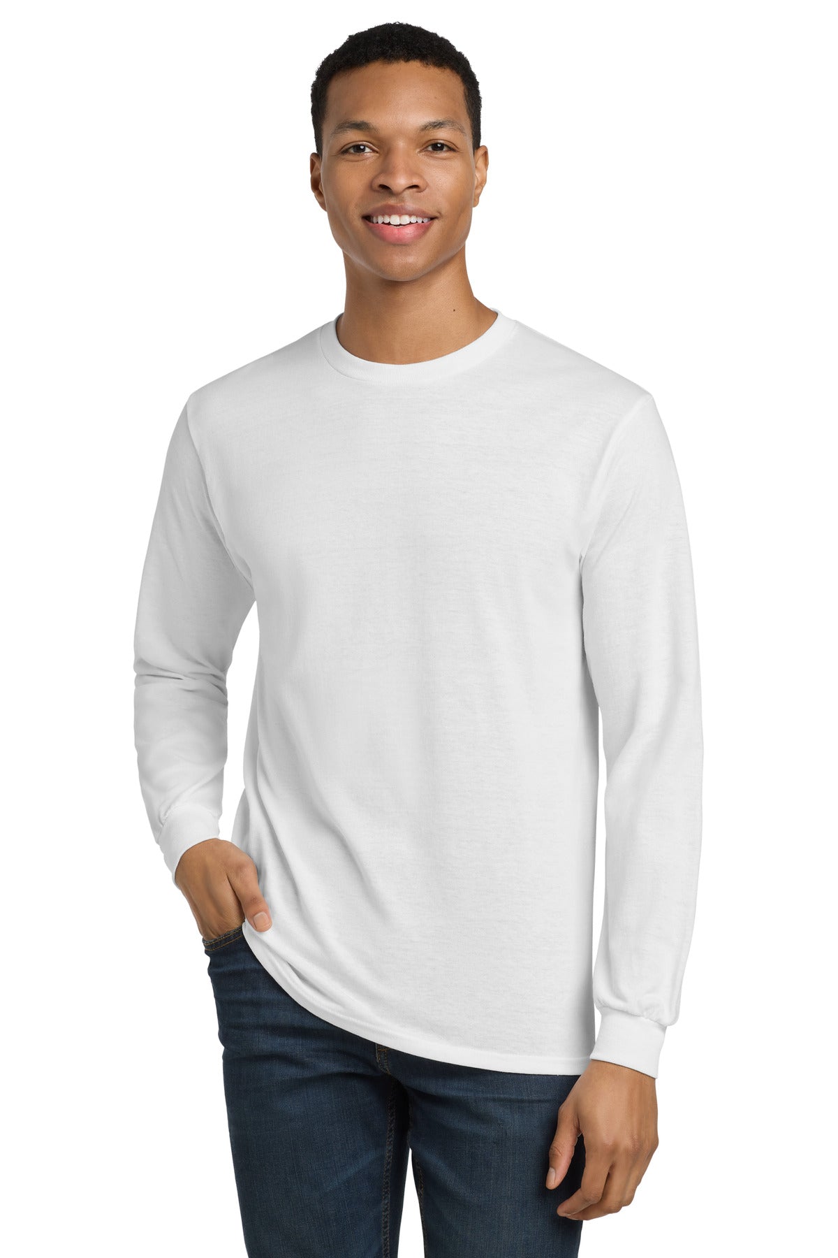 Gildan - DryBlend 50 Cotton/50 Poly Long Sleeve T-Shirt. 8400 - White - front