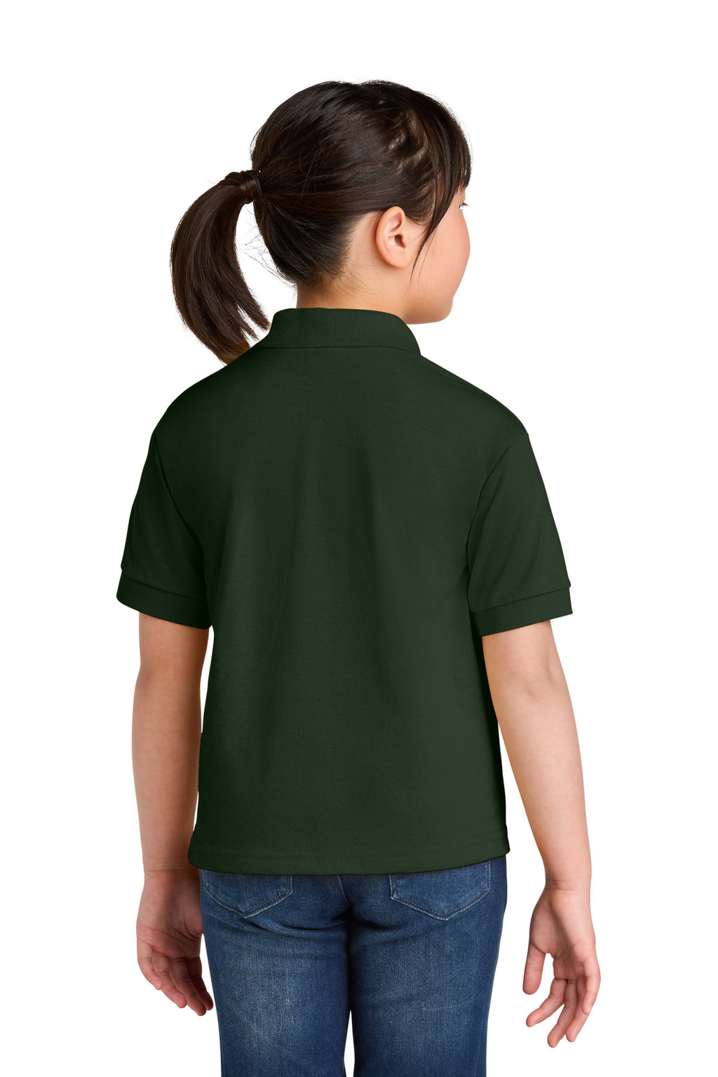 Gildan Youth DryBlend 6-Ounce Jersey Knit Sport Shirt. 8800B - Forest Green - back