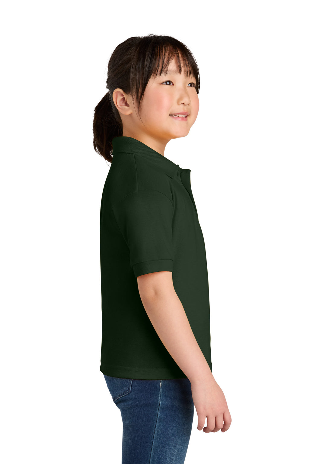 Gildan Youth DryBlend 6-Ounce Jersey Knit Sport Shirt. 8800B - Forest Green - side