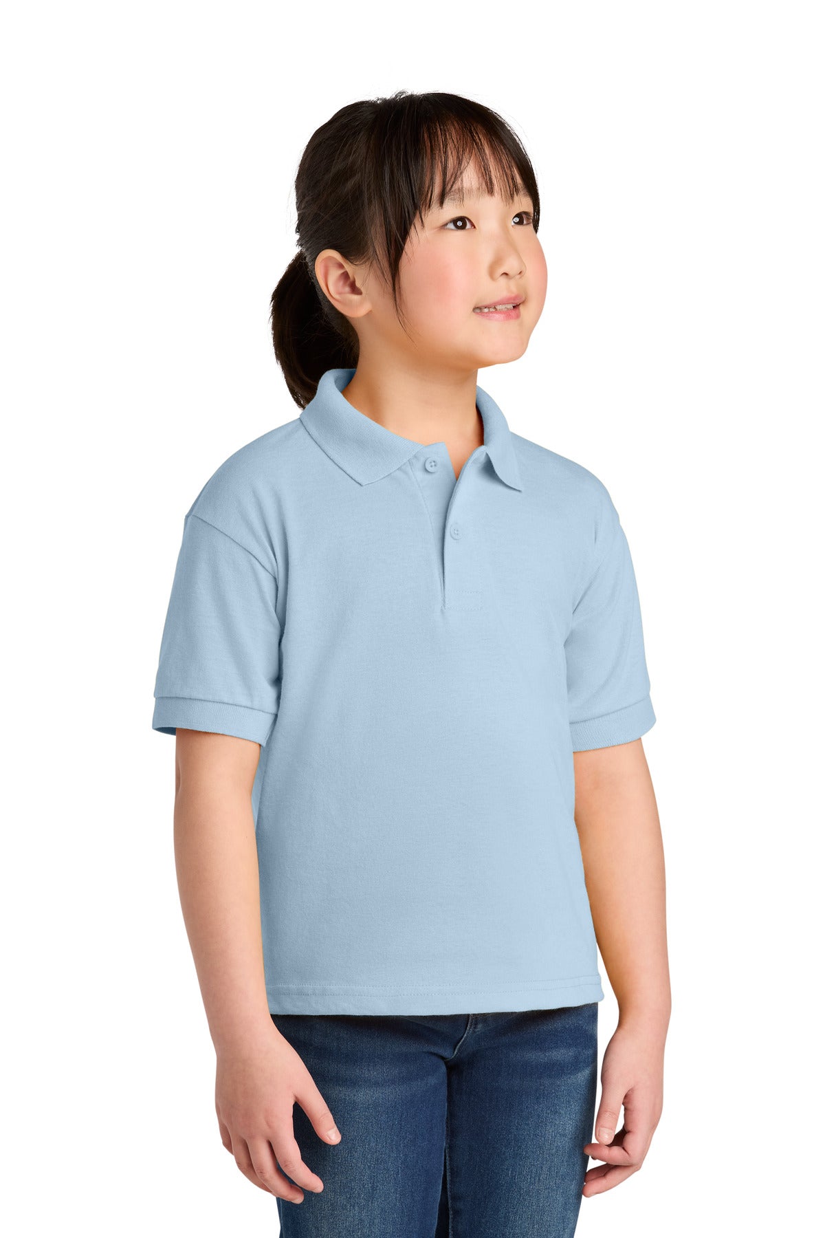 Gildan Youth DryBlend 6-Ounce Jersey Knit Sport Shirt. 8800B - Light Blue - front