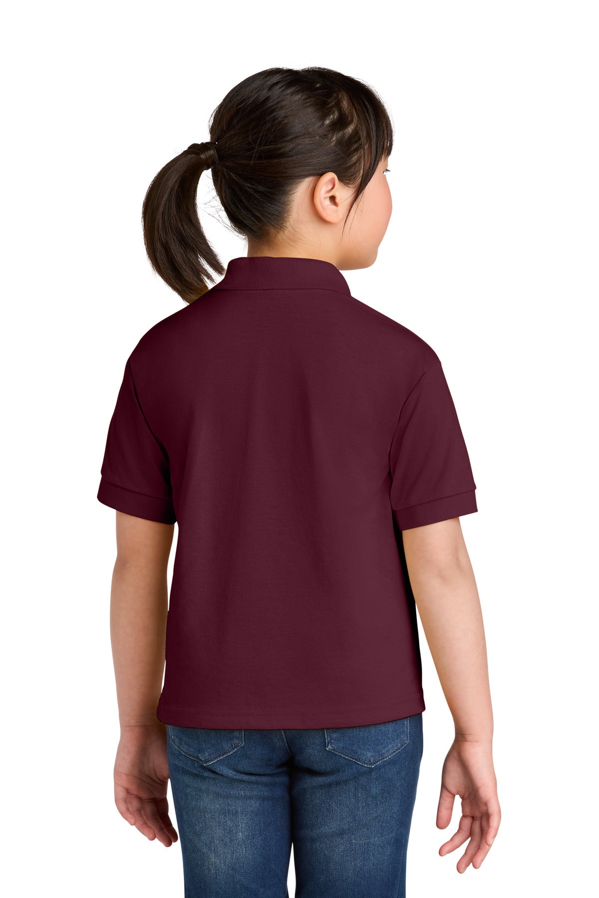 Gildan Youth DryBlend 6-Ounce Jersey Knit Sport Shirt. 8800B - Maroon - back