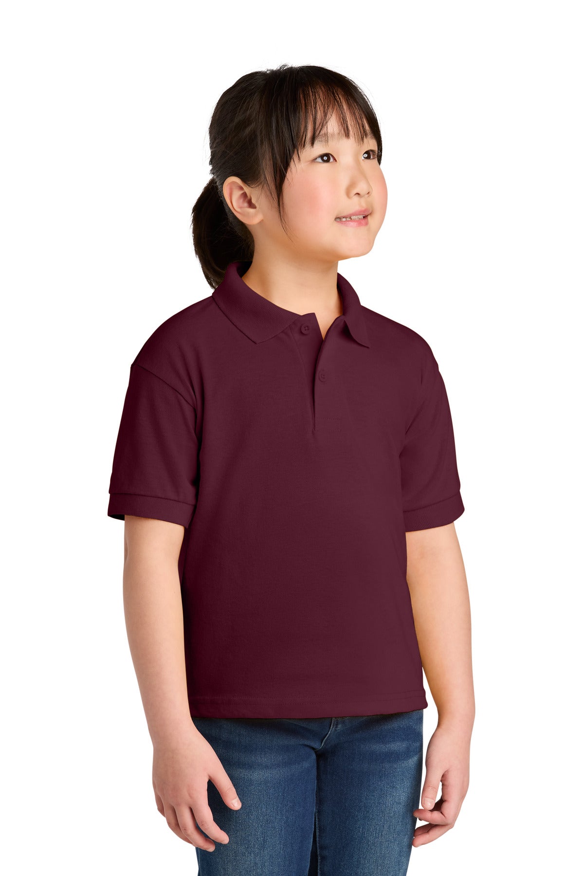 Gildan Youth DryBlend 6-Ounce Jersey Knit Sport Shirt. 8800B - Maroon - front