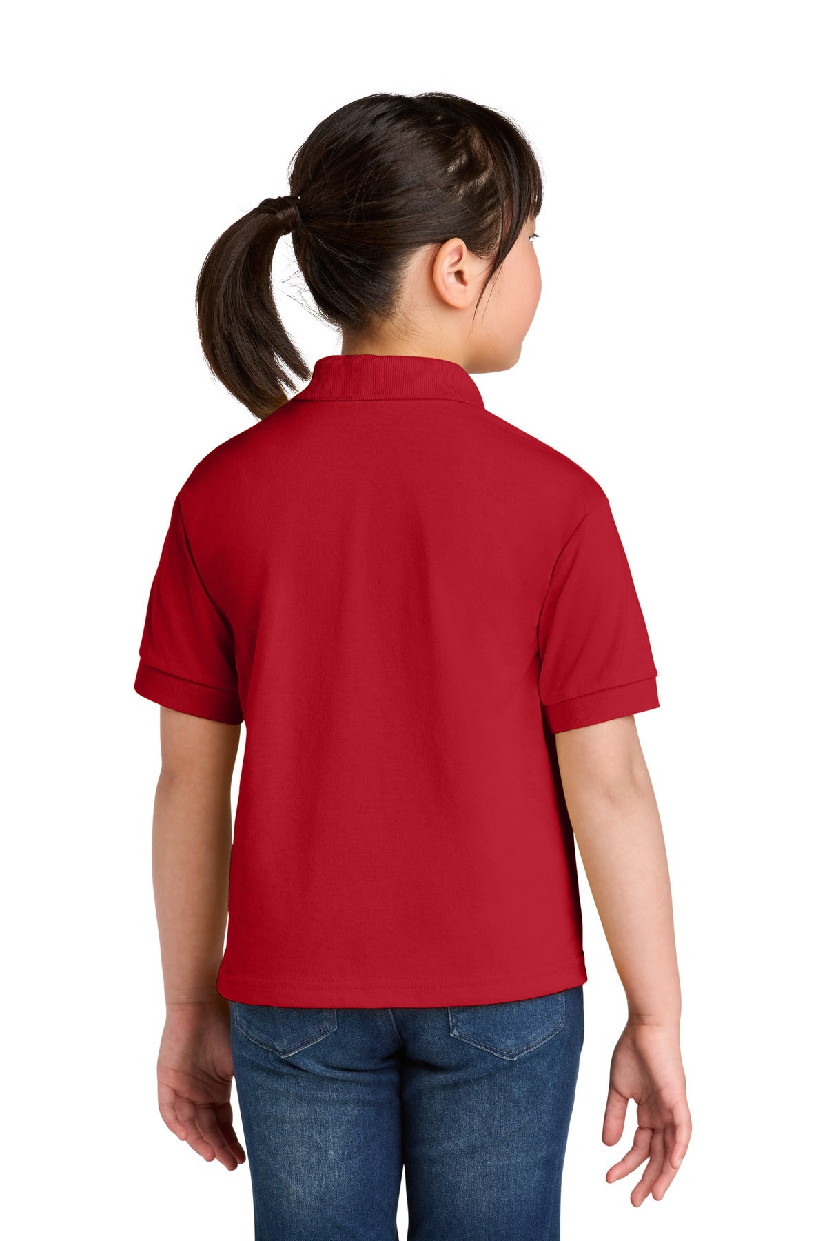 Gildan Youth DryBlend 6-Ounce Jersey Knit Sport Shirt. 8800B - Red - back