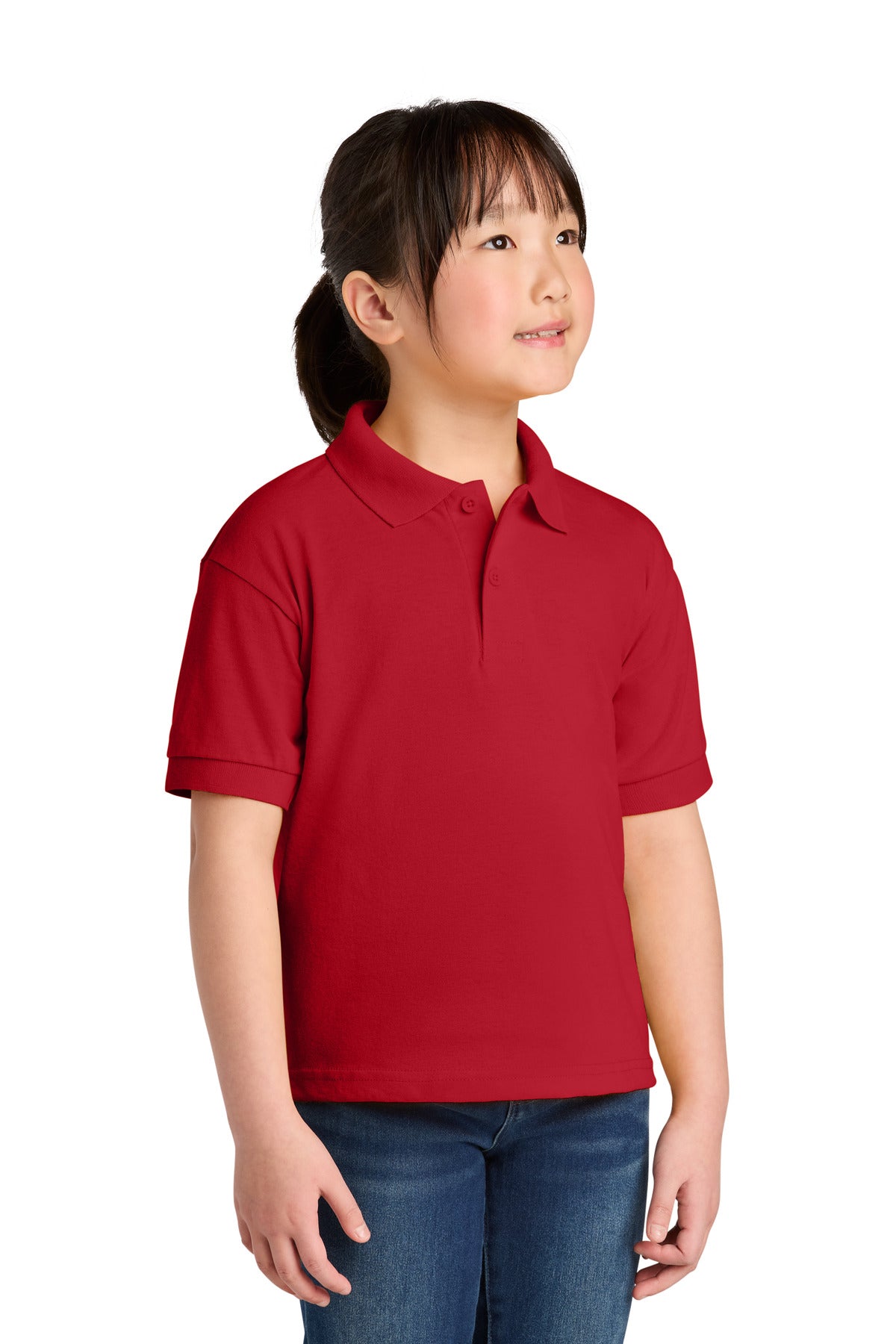 Gildan Youth DryBlend 6-Ounce Jersey Knit Sport Shirt. 8800B - Red - front