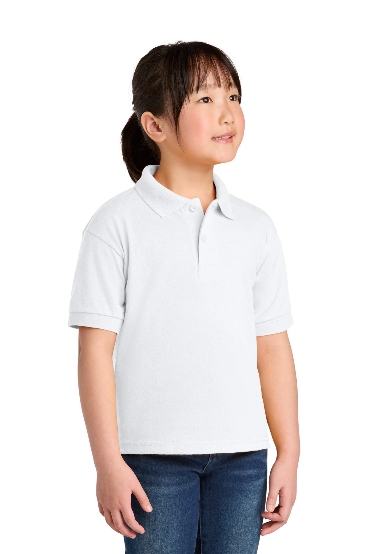 Gildan Youth DryBlend 6-Ounce Jersey Knit Sport Shirt. 8800B - White - front