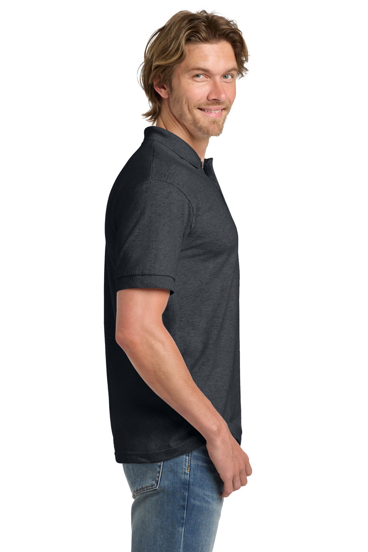 Gildan - DryBlend 6-Ounce Jersey Knit Sport Shirt. 8800 - Dark Heather - side