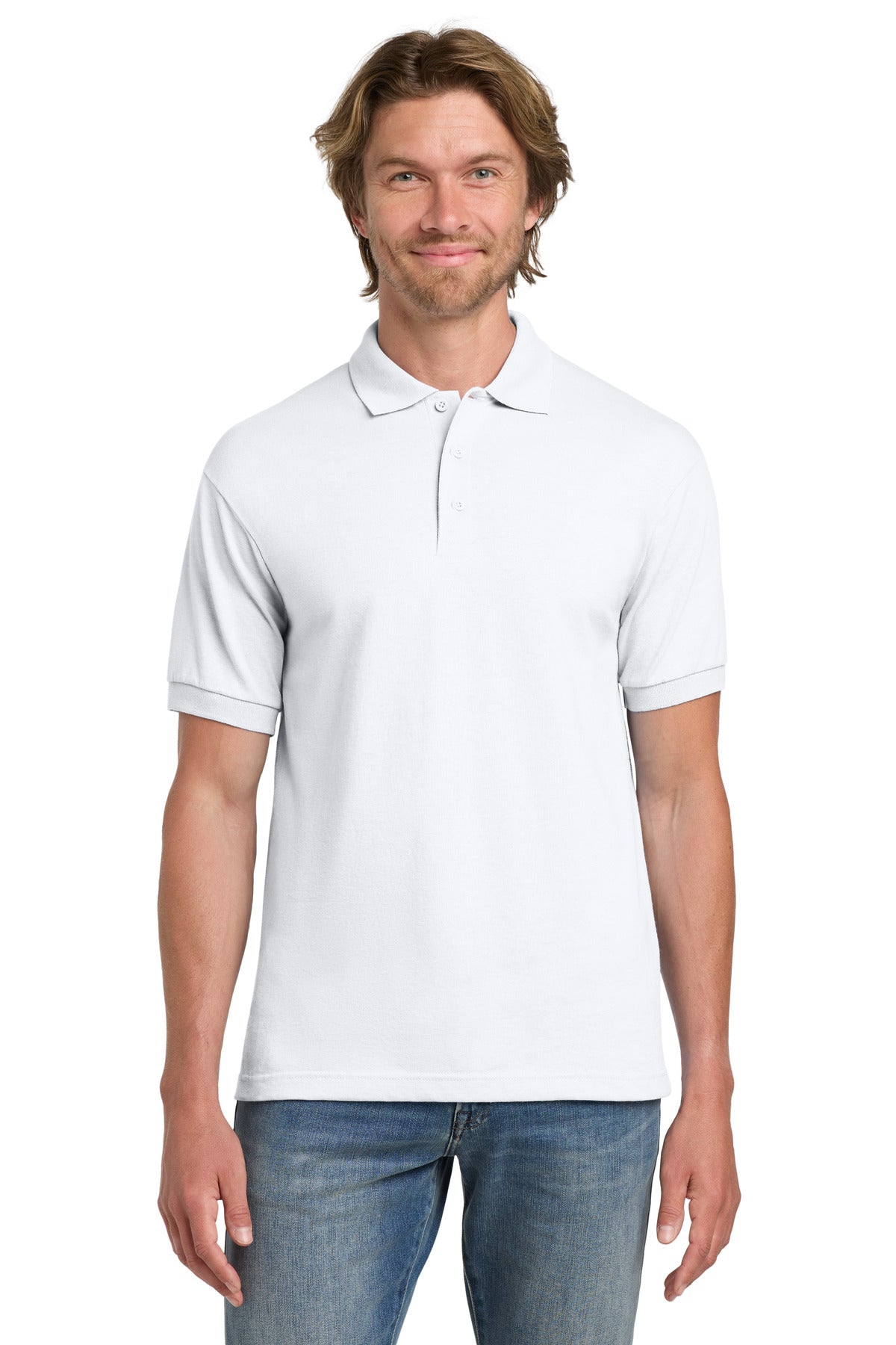 Gildan - DryBlend 6-Ounce Jersey Knit Sport Shirt. 8800 - White - front