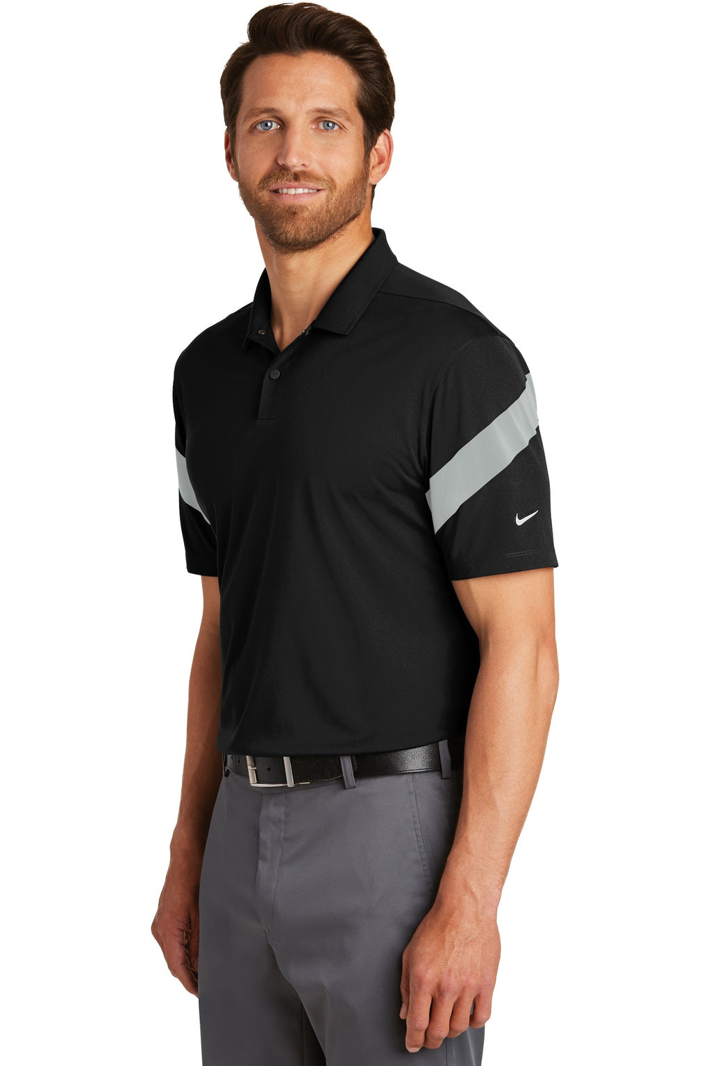 DISCONTINUED Nike Dri-FIT Commander Polo. 881657 - Black/ Wolf Grey - three_q
