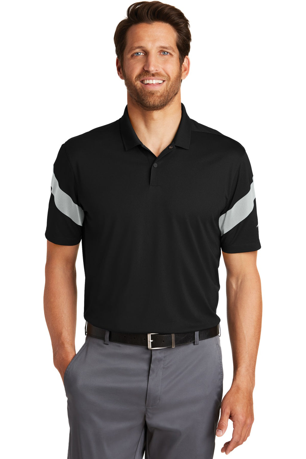 DISCONTINUED Nike Dri-FIT Commander Polo. 881657 - Black/ Wolf Grey - front
