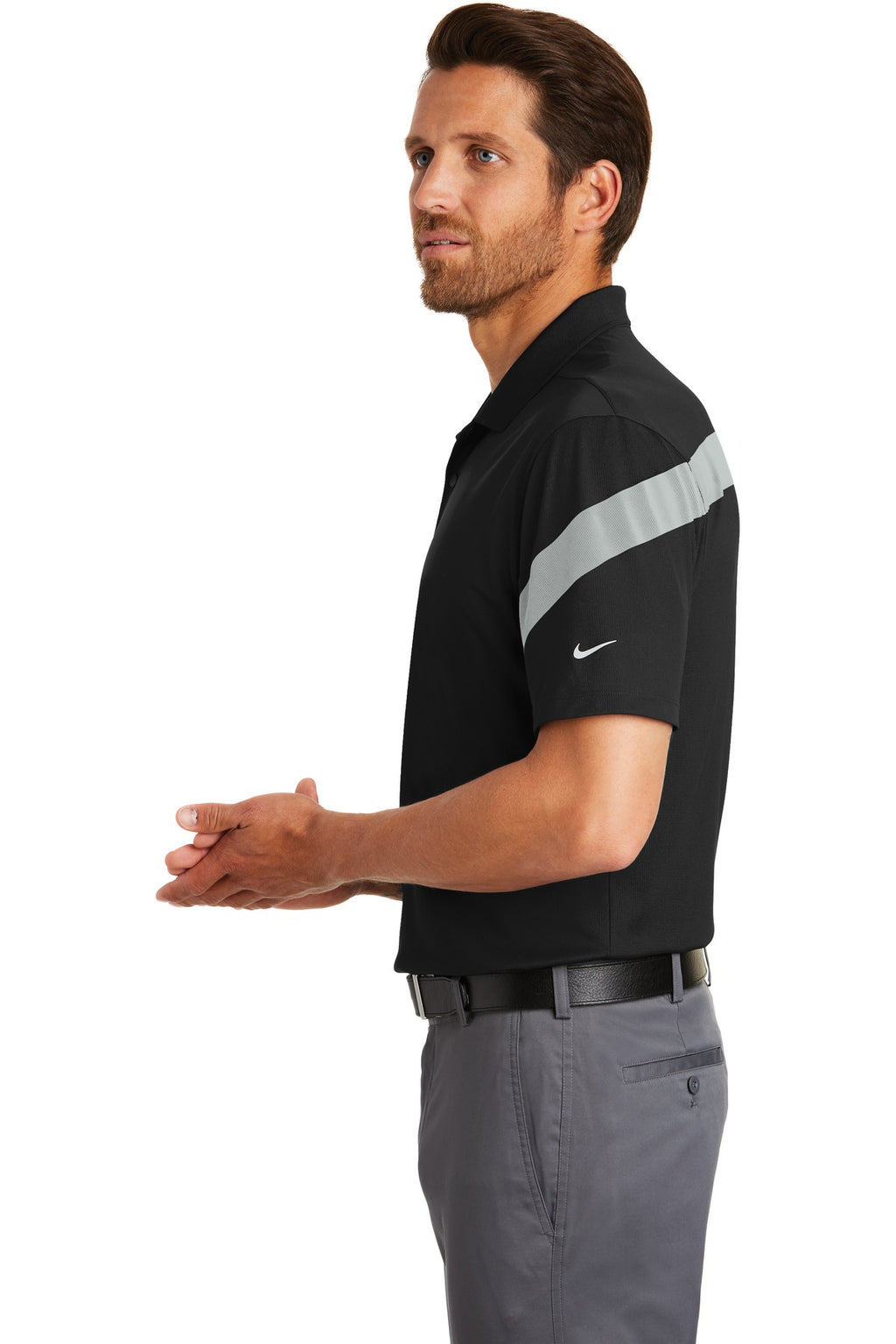 DISCONTINUED Nike Dri-FIT Commander Polo. 881657 - Black/ Wolf Grey - side