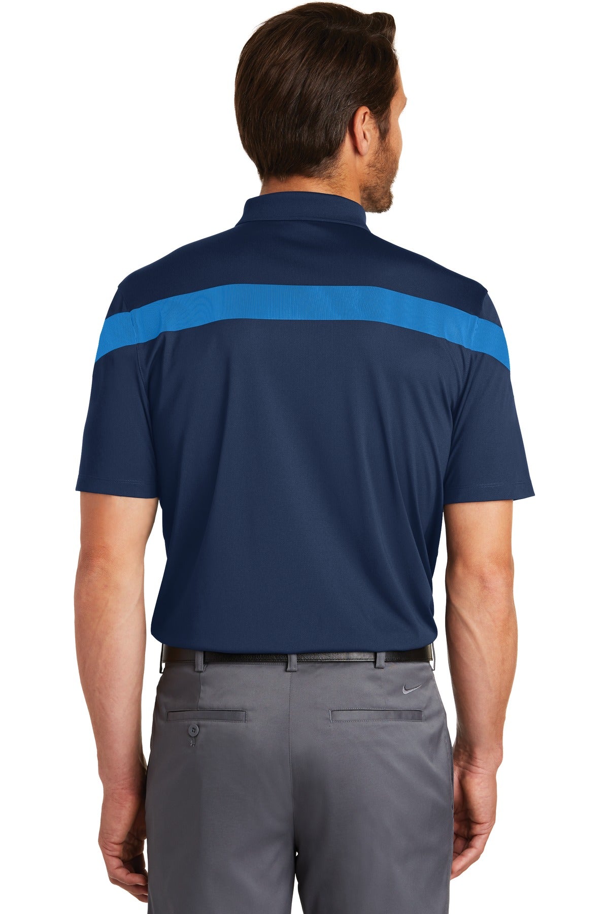 DISCONTINUED Nike Dri-FIT Commander Polo. 881657 - Midnight Navy/ Photo Blue - back
