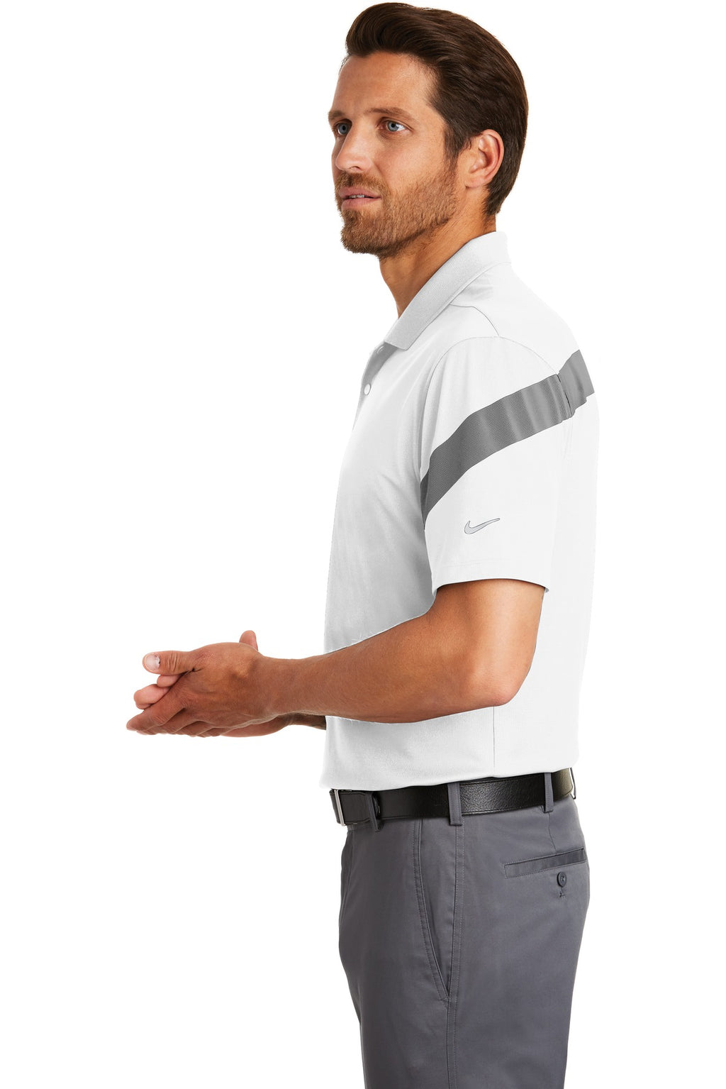 DISCONTINUED Nike Dri-FIT Commander Polo. 881657 - White/ Black - side