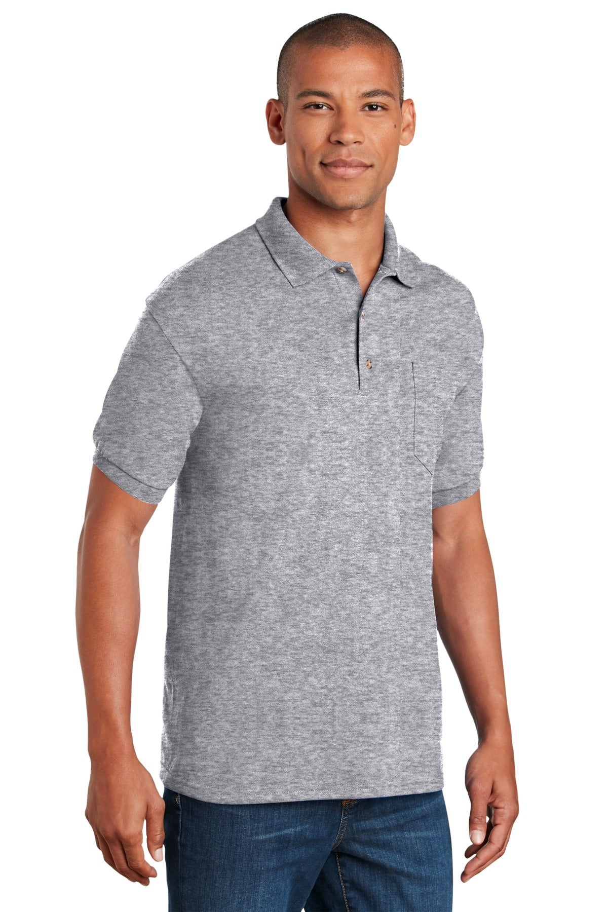 Gildan DryBlend 6-Ounce Jersey Knit Sport Shirt with Pocket. 8900 - Sport Grey - three_q