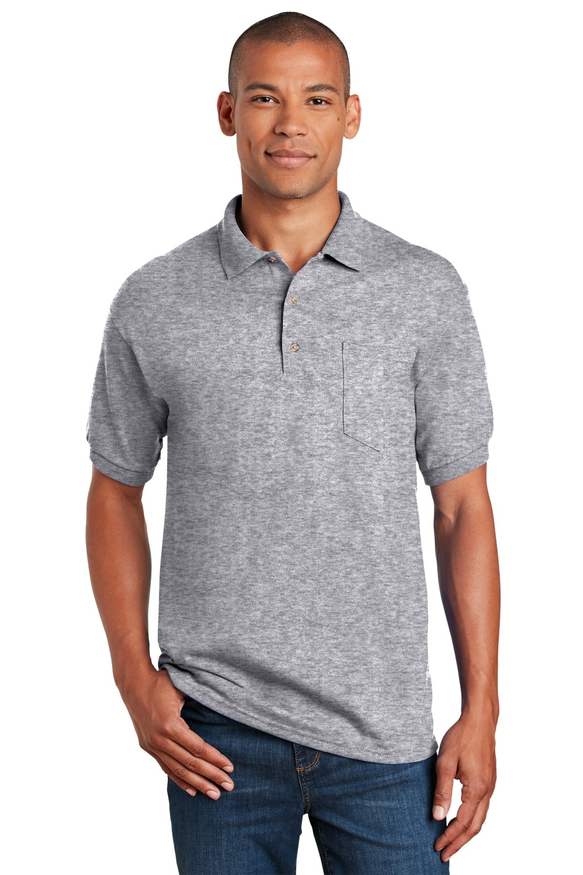 Gildan DryBlend 6-Ounce Jersey Knit Sport Shirt with Pocket. 8900 - Sport Grey - front