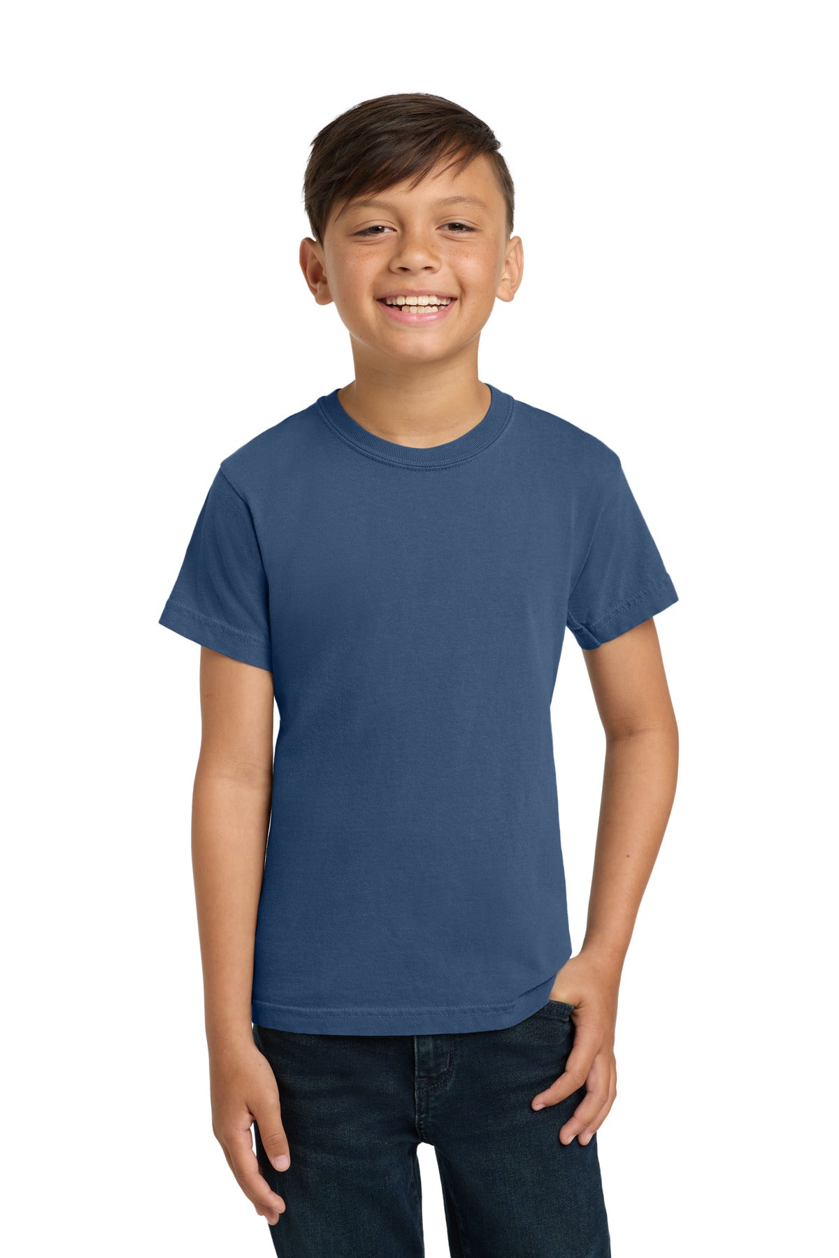 COMFORT COLORS Youth Heavyweight Ring Spun Tee. 9018 - China Blue - front