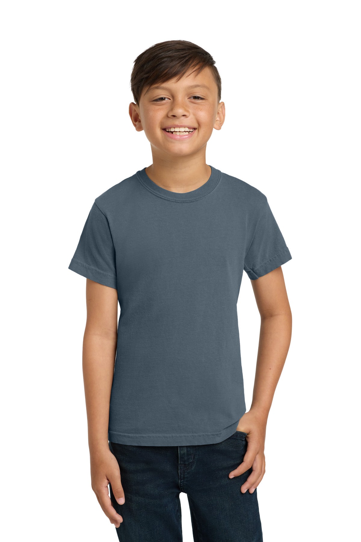 COMFORT COLORS Youth Heavyweight Ring Spun Tee. 9018 - Denim - front