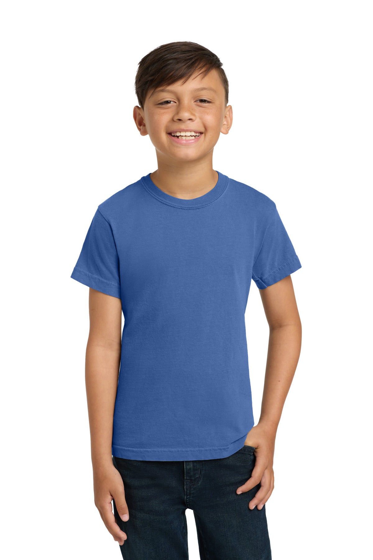COMFORT COLORS Youth Heavyweight Ring Spun Tee. 9018 - Flo Blue - front