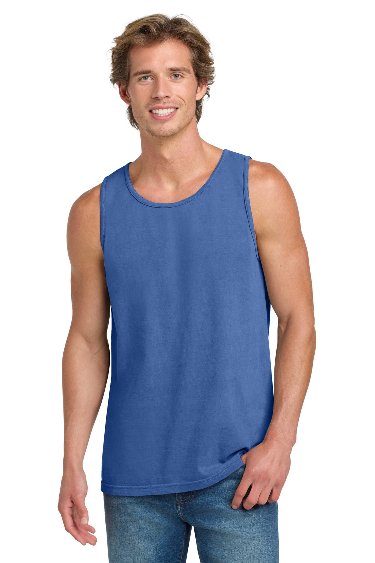 COMFORT COLORS Heavyweight Ring Spun Tank Top. 9360 - Flo Blue - front