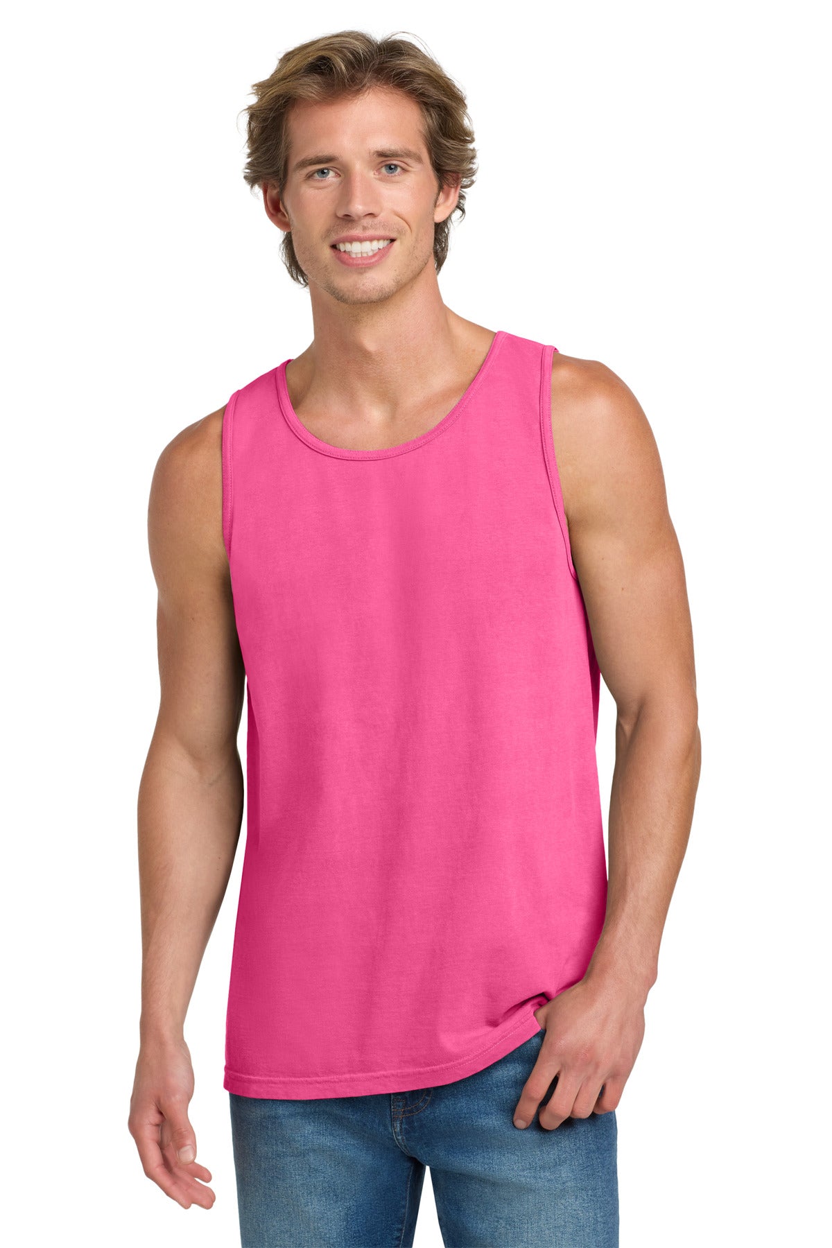 COMFORT COLORS Heavyweight Ring Spun Tank Top. 9360 - Neon Pink - front