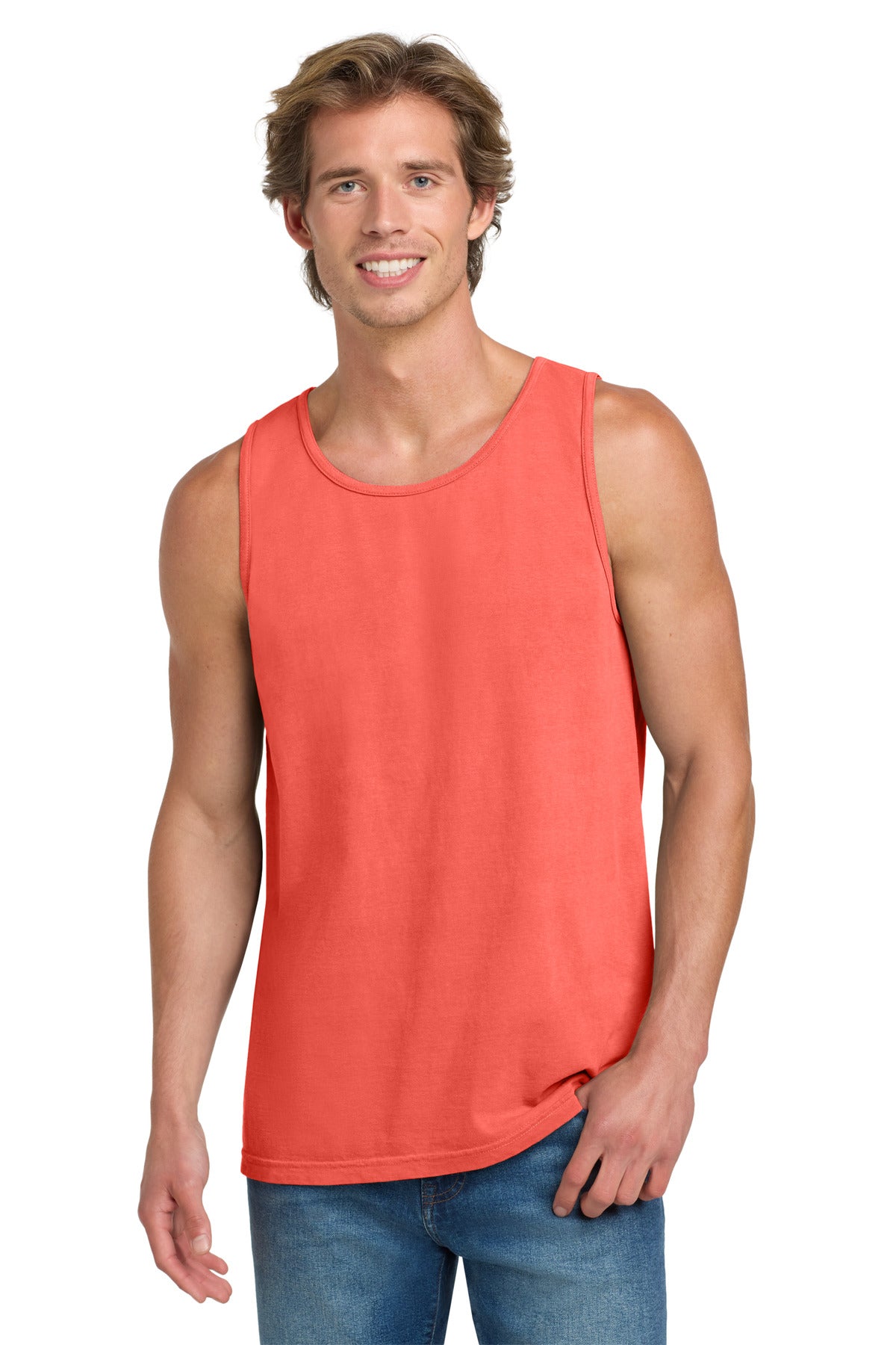 COMFORT COLORS Heavyweight Ring Spun Tank Top. 9360 - Neon Red Orange - front