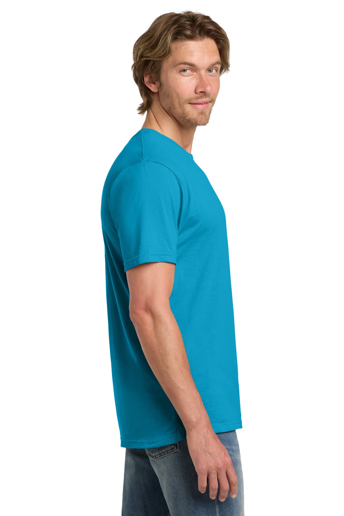 Gildan 100% Ring Spun Cotton T-Shirt. 980 - Caribbean Blue - side
