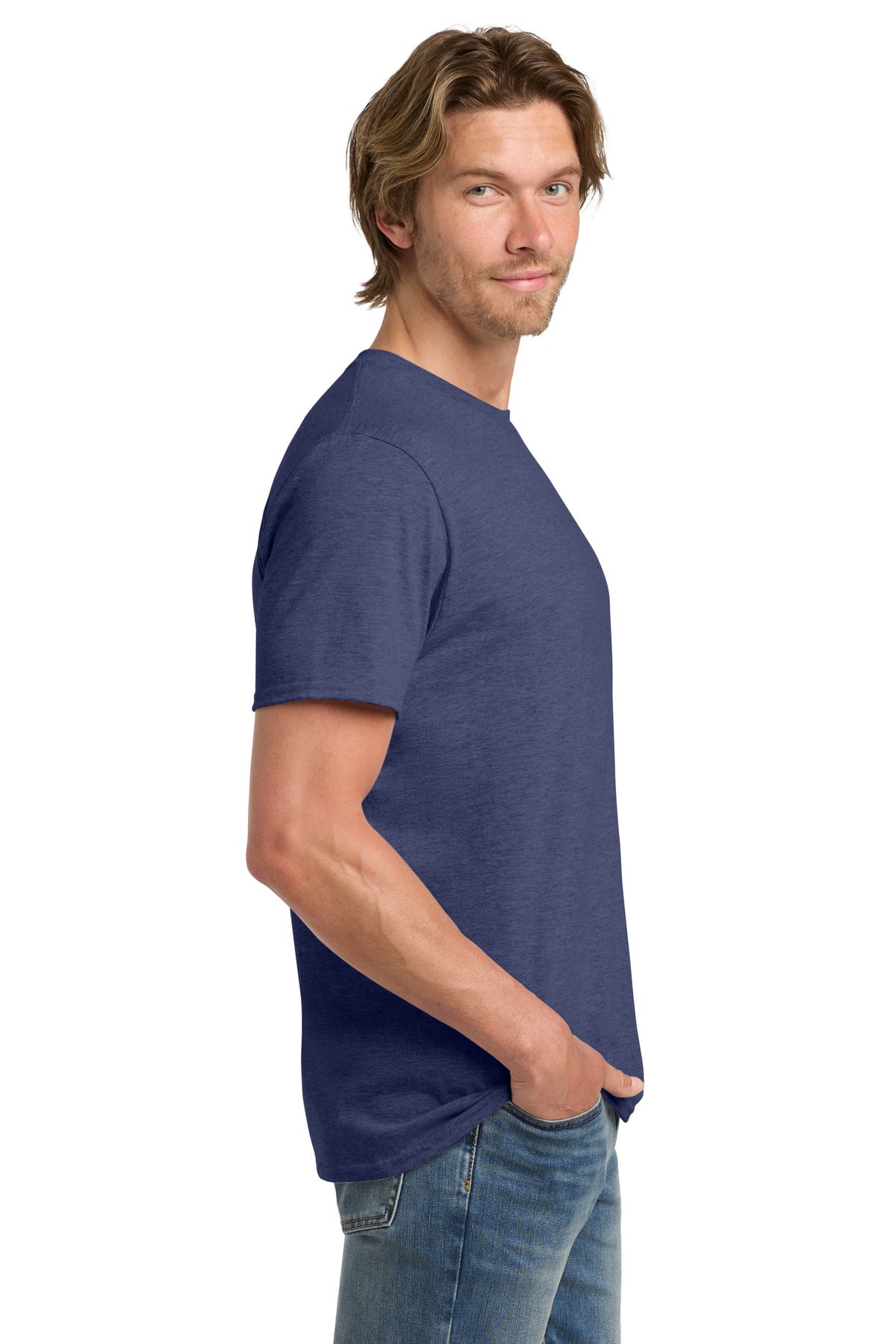 Gildan 100% Ring Spun Cotton T-Shirt. 980 - Heather Blue - side