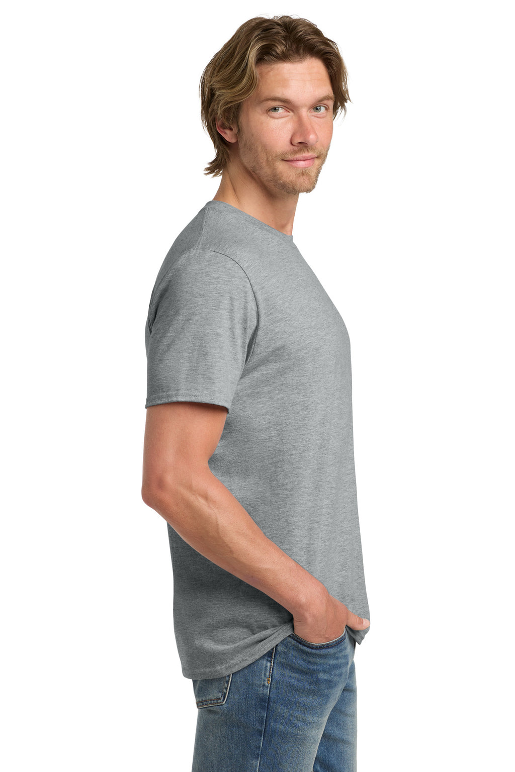 Gildan 100% Ring Spun Cotton T-Shirt. 980 - Heather Grey - side