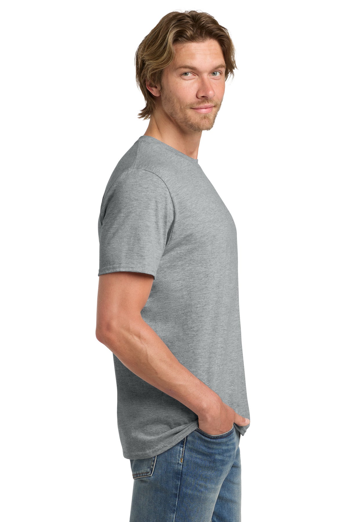Gildan 100% Ring Spun Cotton T-Shirt. 980 - Heather Grey - side