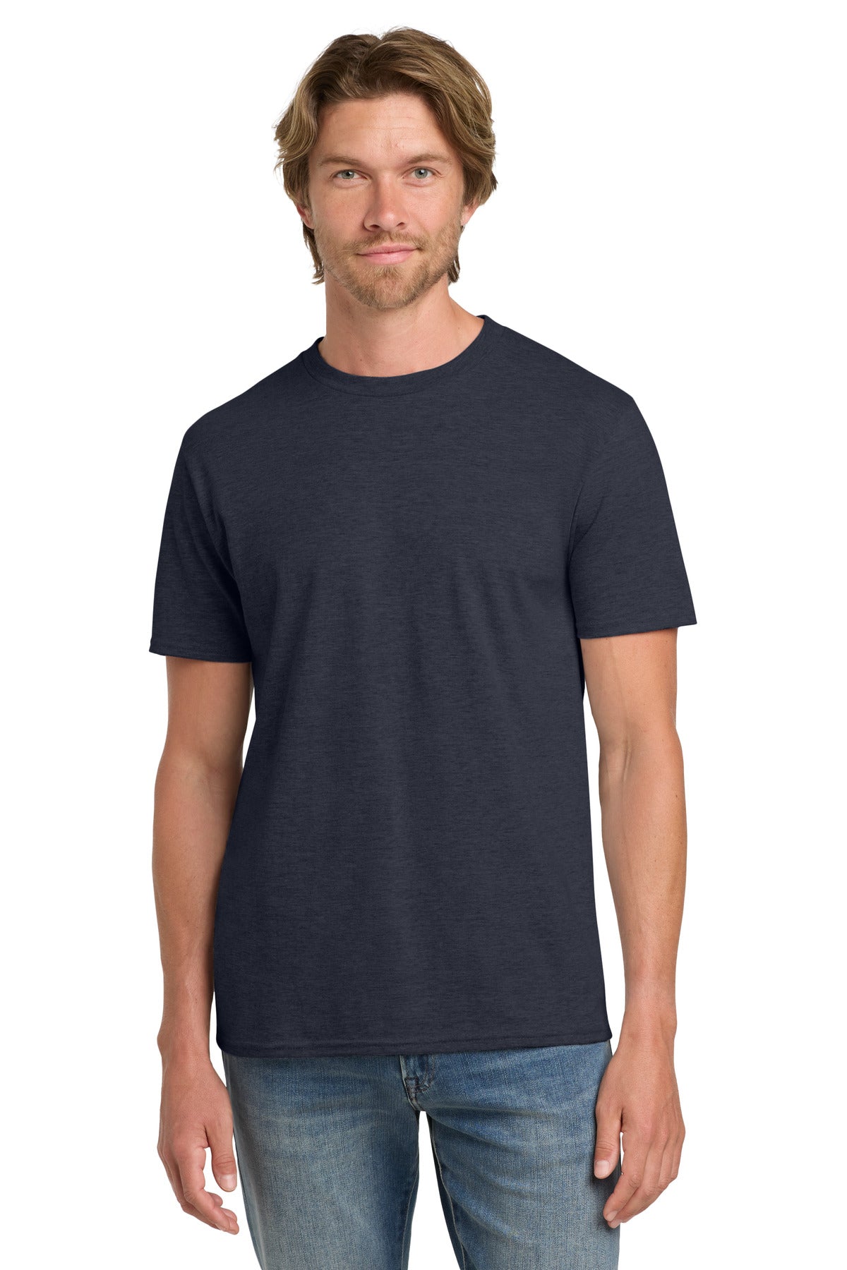 Gildan 100% Ring Spun Cotton T-Shirt. 980 - Heather Navy - front
