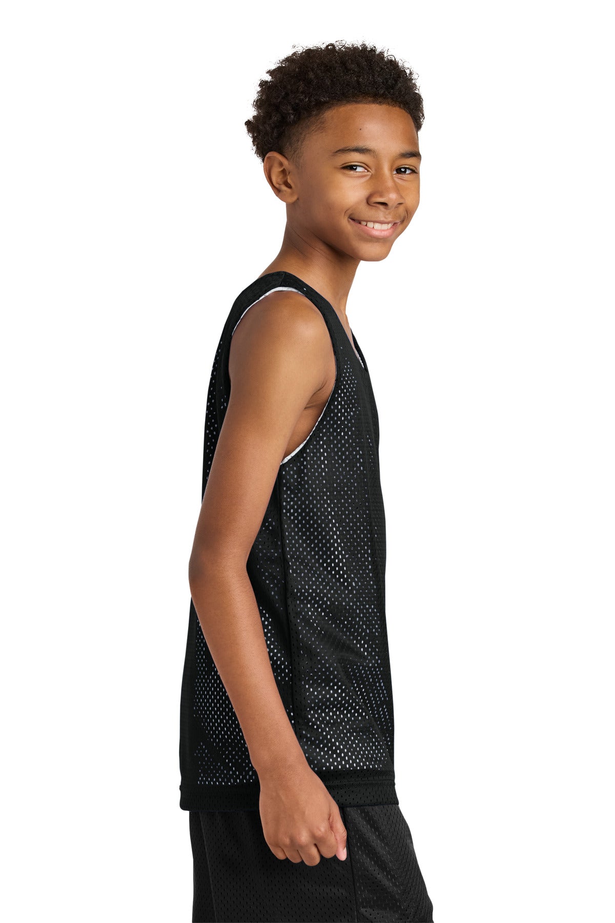 A4 Sprint Youth Reversible Mesh Tank A4N2206 - Black/ White - side