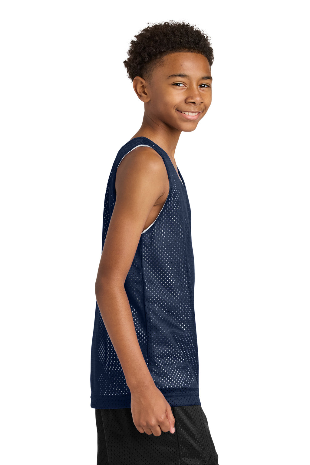 A4 Sprint Youth Reversible Mesh Tank A4N2206 - Navy/ White - side