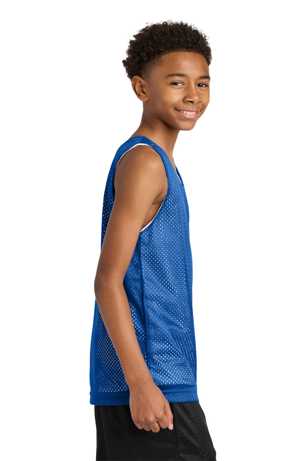 A4 Sprint Youth Reversible Mesh Tank A4N2206 - Royal/ White - side