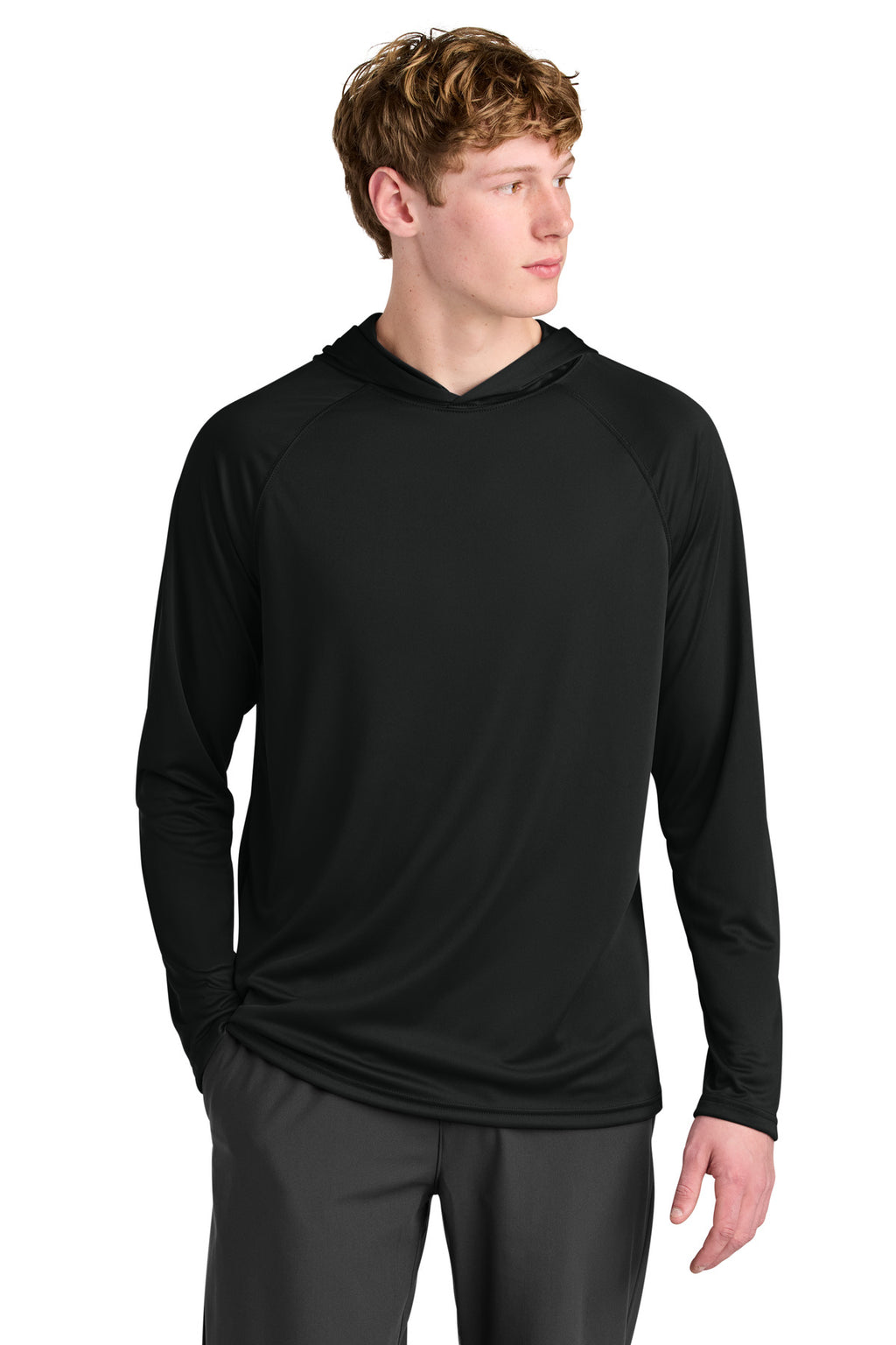 A4 Cooling Performance Long Sleeve Hooded Tee A4N3409 - Black - front