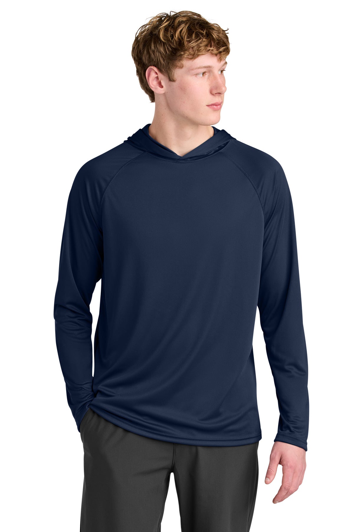 A4 Cooling Performance Long Sleeve Hooded Tee A4N3409 - Navy - front